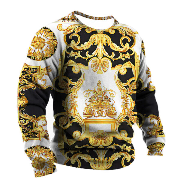 Long Sleeve Baroque Luxury Men Cotton T-Shirt