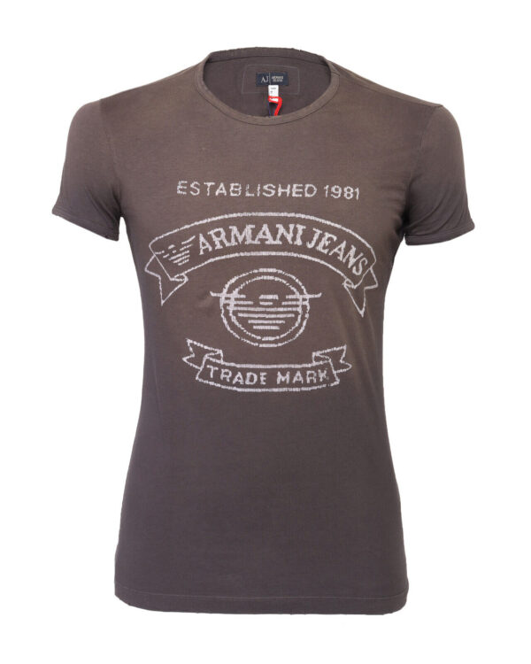 NWT ARMANI JEANS T-SHIRT cotton crewneck brown, grey luxury Italy XL USA L